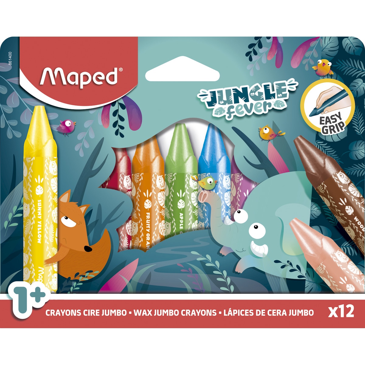 Imagen 0 de Jungle fever lapices cera jumbo x12 caja Maped