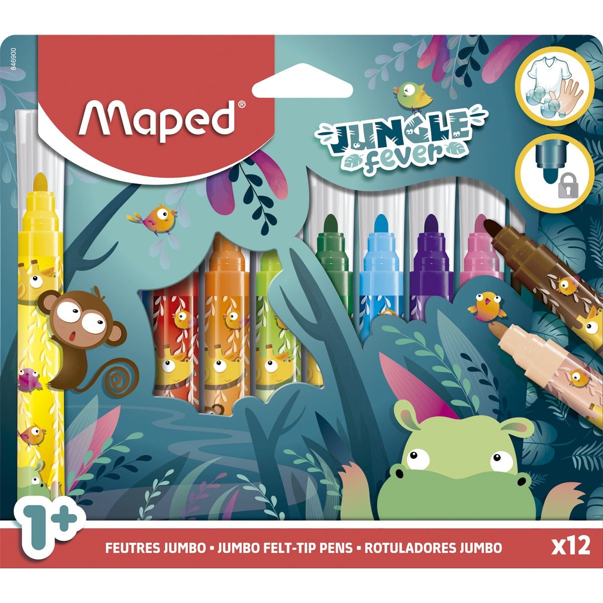 Imagen 0 de Rotuladores jumbo jungle fever x12 caja Maped