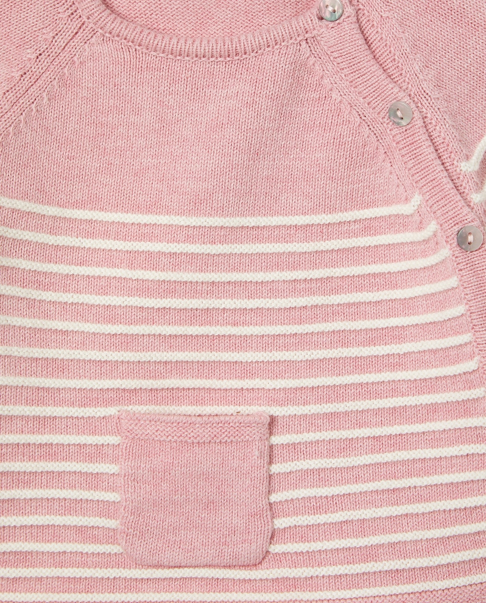 Conjunto Cruzado de Bebé às Riscas Rosa-3