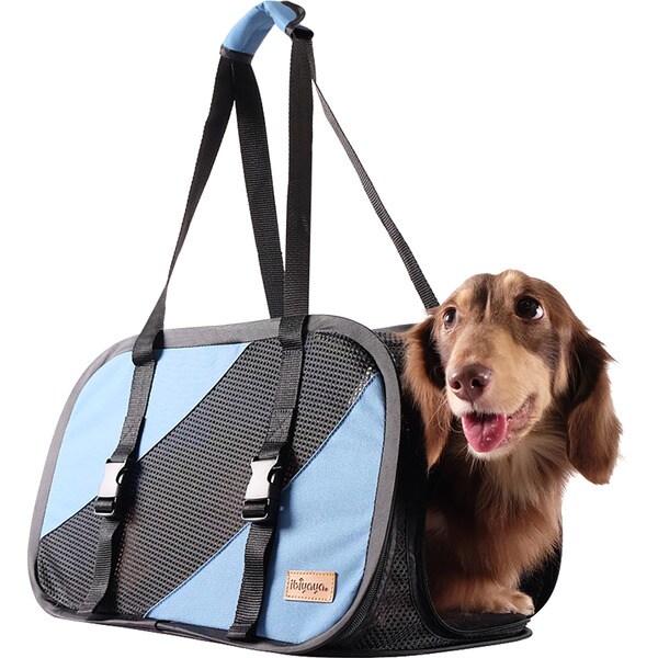 blue and black fold-up carrier bag for dogs and cats 1 each