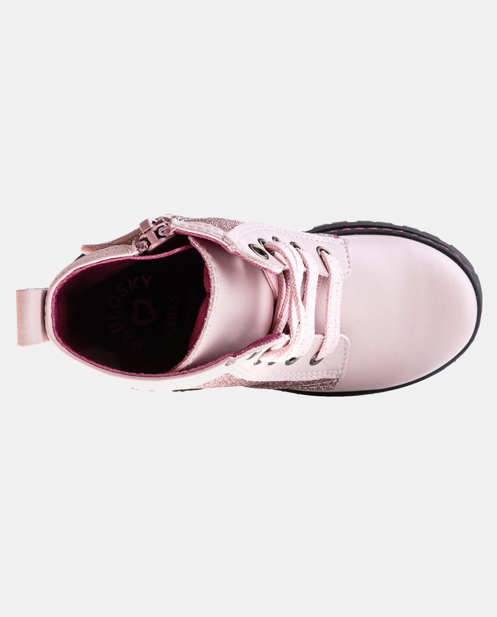 Botins com Atacadores e Fecho de Correr Rosa-5