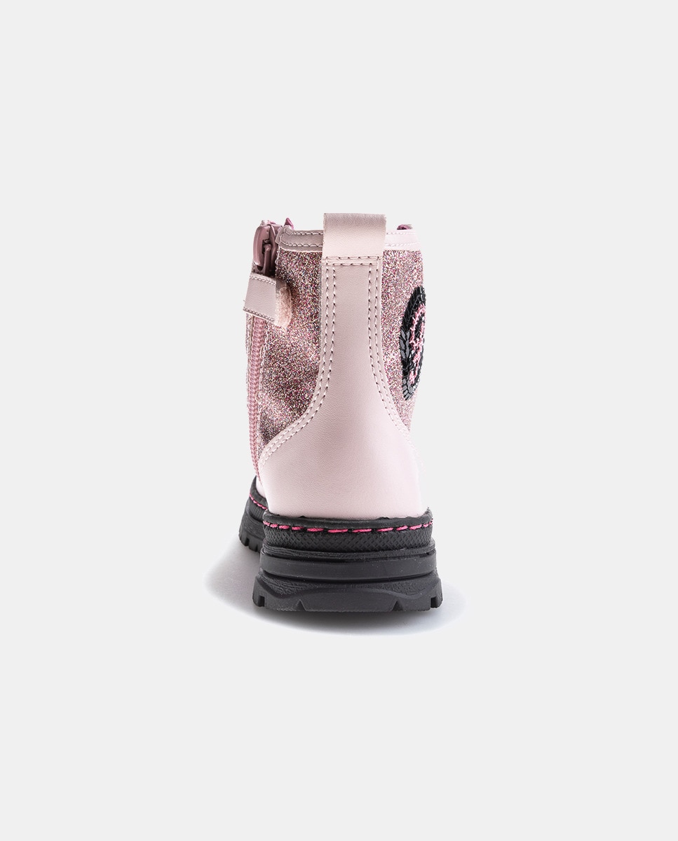 Botins com Atacadores e Fecho de Correr Rosa-4