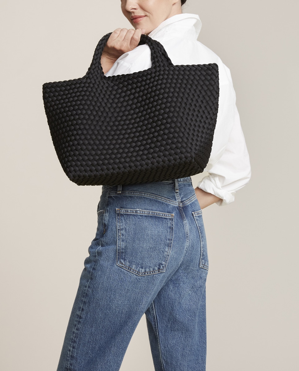 Mala Tipo Tote Média Entrançada Preto-2