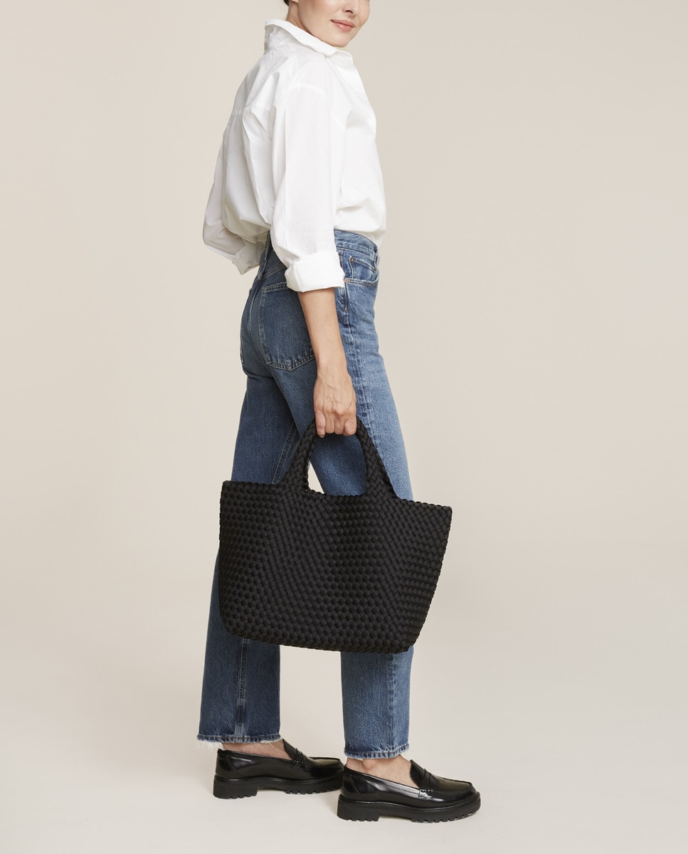 Mala Tipo Tote Média Entrançada Preto-3