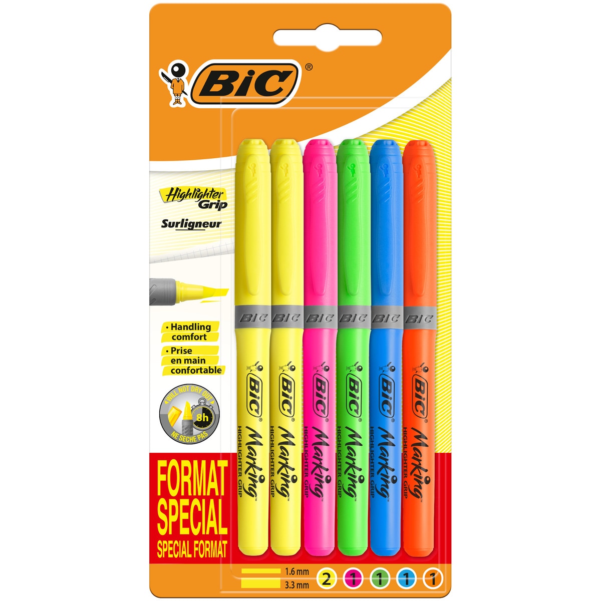 Imagen 0 de Pack de 6 Marcadores Highlighters Grip Bic Multicolor