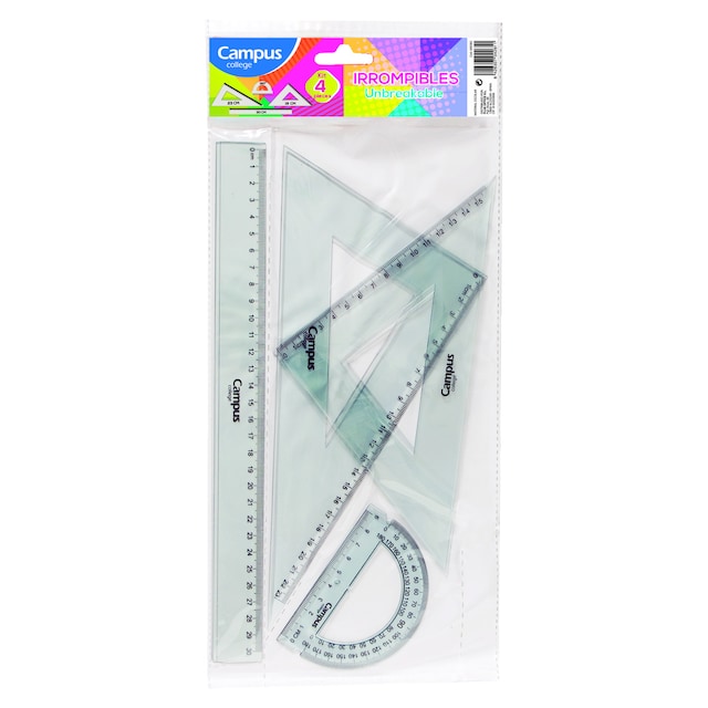 Imagen 0 de Set de reglas Campus College irrompible con funda 4 Piezas