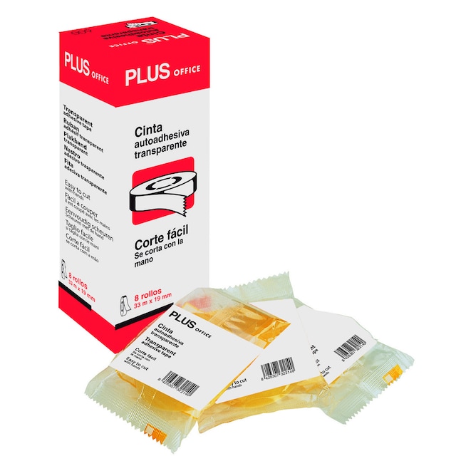 Imagen 0 de Pack de 8 unidades cinta adhesiva transparente Plus Office 19mm x 33m