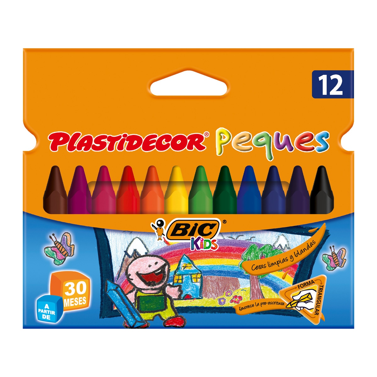 Imagen 0 de Pack de 12 Ceras Plásticas Colorear  Kids Plastidecor Triangle BIC