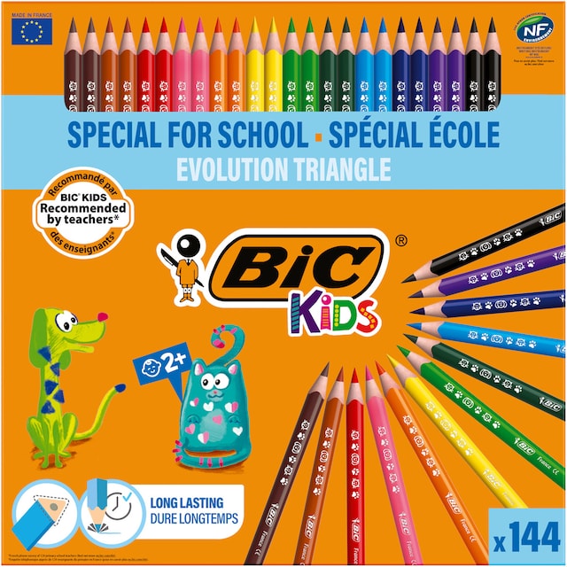 Imagen 0 de Pack Escolar de 144 Lápices Colorear Evolution Triangle BIC