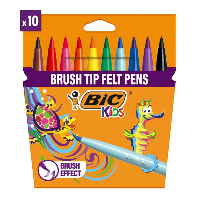 Imagen 0 de Pack 10 rotuladores de colores para niños punta de pincel kids visaquarelle BIC