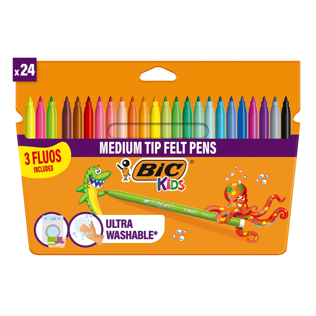 Pack 18+6 rotuladores de colores lavables para niños kids Kid couleur BIC 1