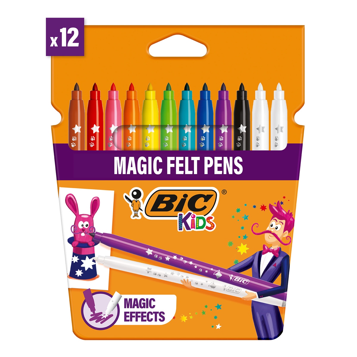 Imagen 0 de Pack 12 rotuladores de colores con tinta borrable para colorear kids magic BIC