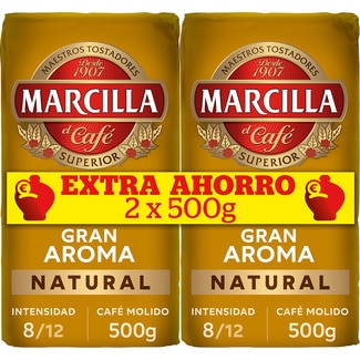 café molido natural pack 2 paquetes 500 g - Marcilla
