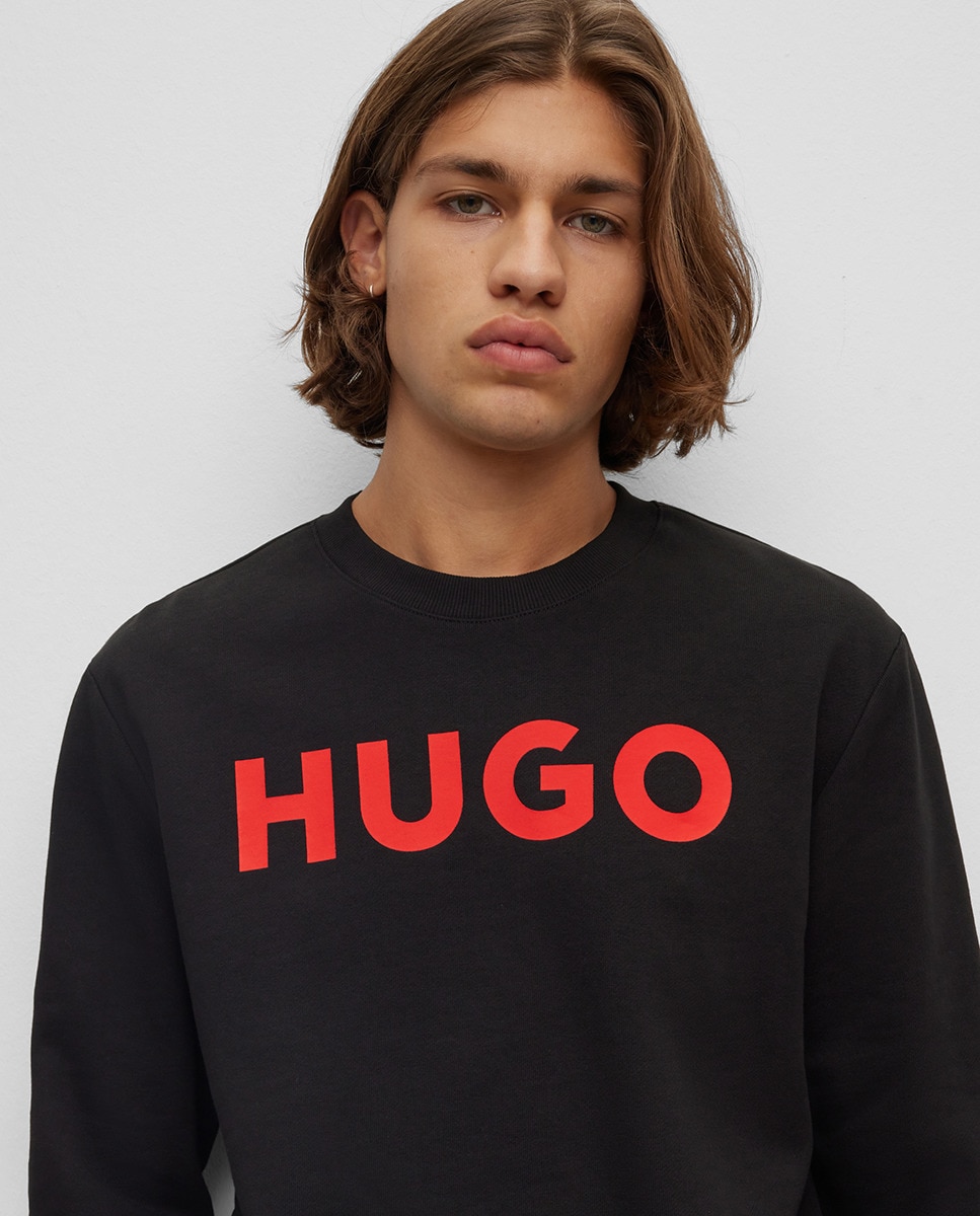 Sweatshirt Regular Fit de Felpa de Algodão com Logótipo Estampado Preto-3