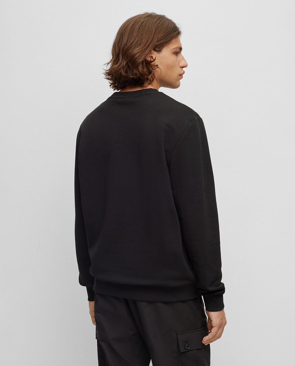 Sweatshirt Regular Fit de Felpa de Algodão com Logótipo Estampado Preto-2