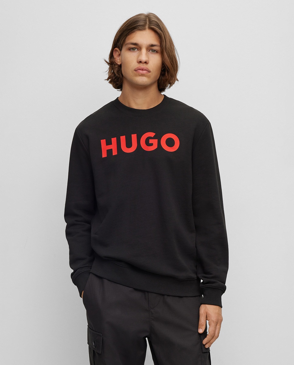 Sweatshirt Regular Fit de Felpa de Algodão com Logótipo Estampado Preto-1
