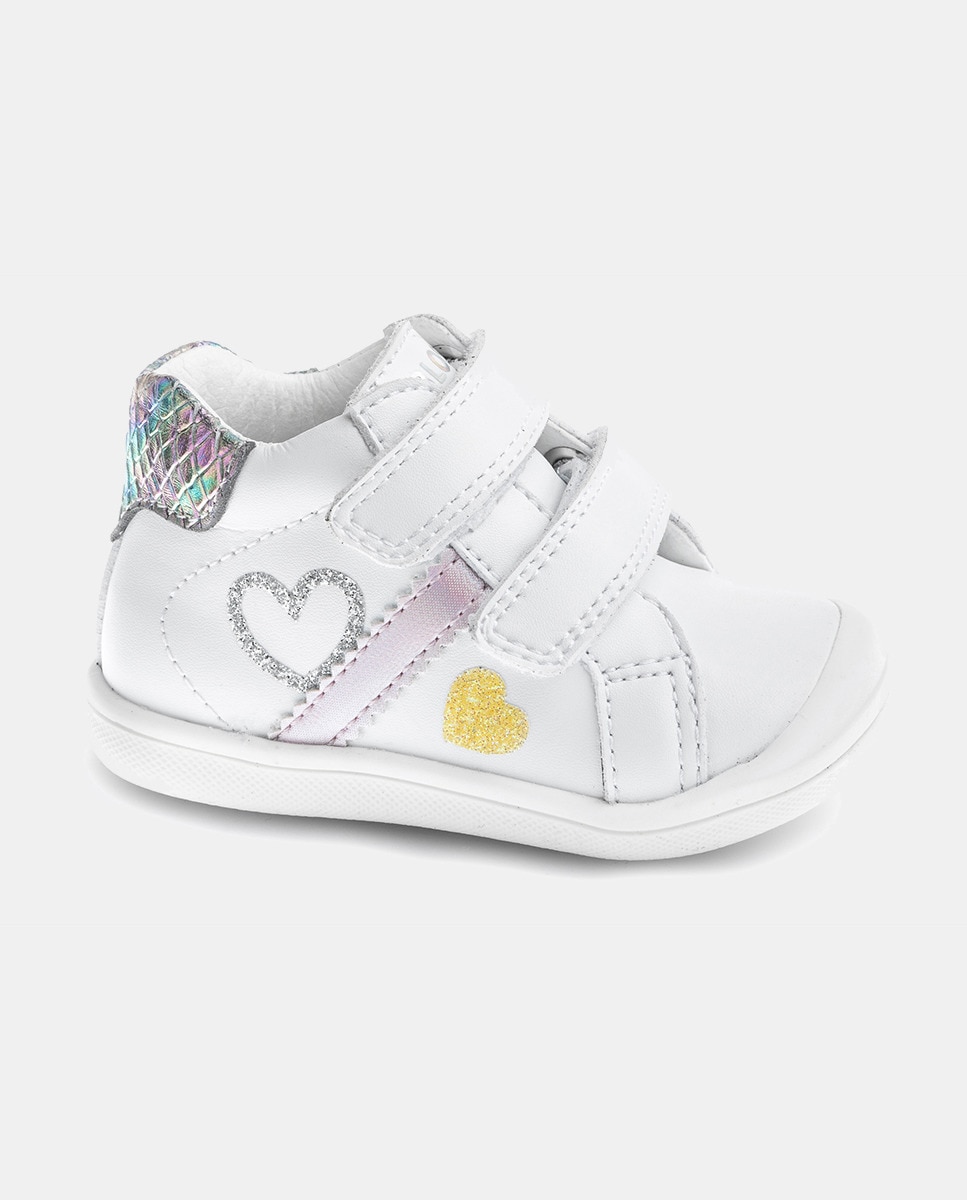 Botas de Bebé em Pele com Fecho Aderente Branco-2