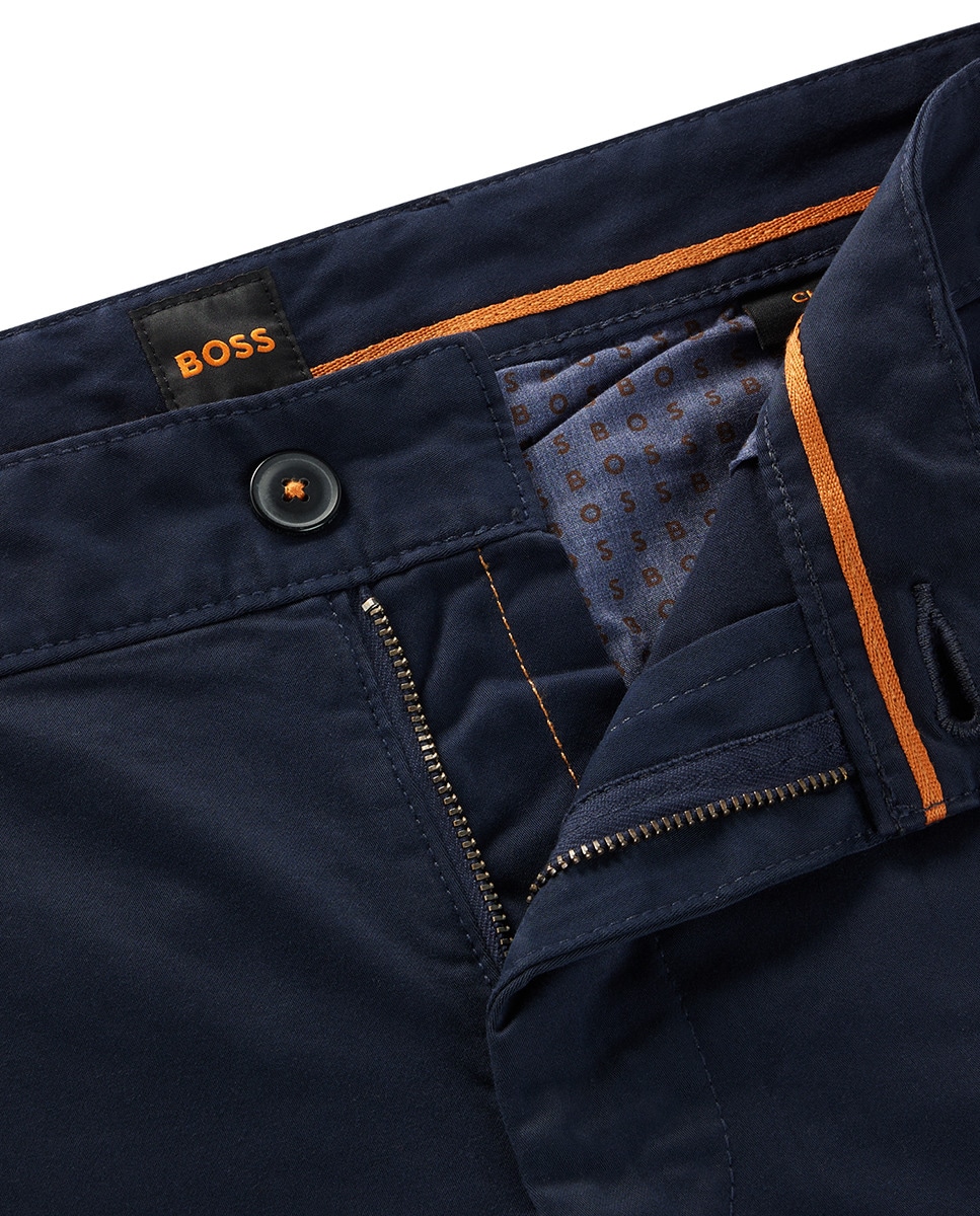 Pantalones chinos slim fit de raso de algodón elástico · Boss · El
