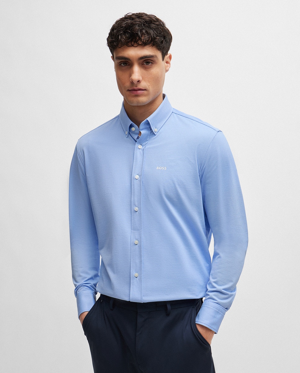 Camisa de Manga Comprida Azul-claro-1
