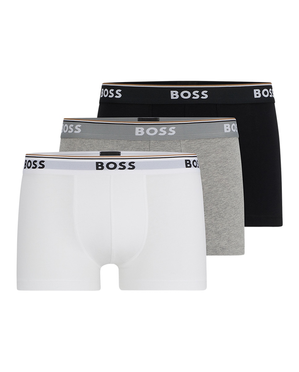 Embalagem de Três Boxers de Algodão Elástico com Logótipo no Cós Multicolor-1