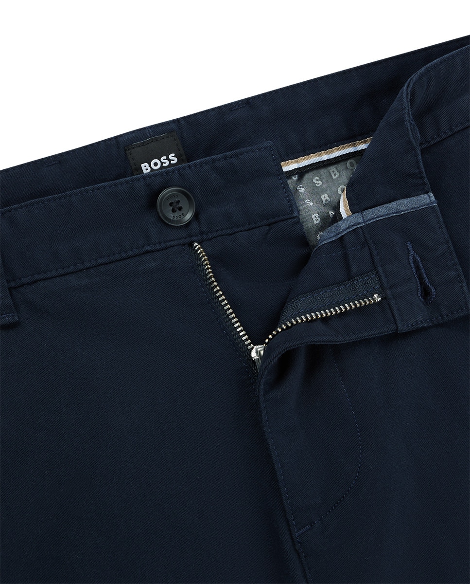 Calças Chino Slim Fit de Algodão Cómodo Azul-marinho-6