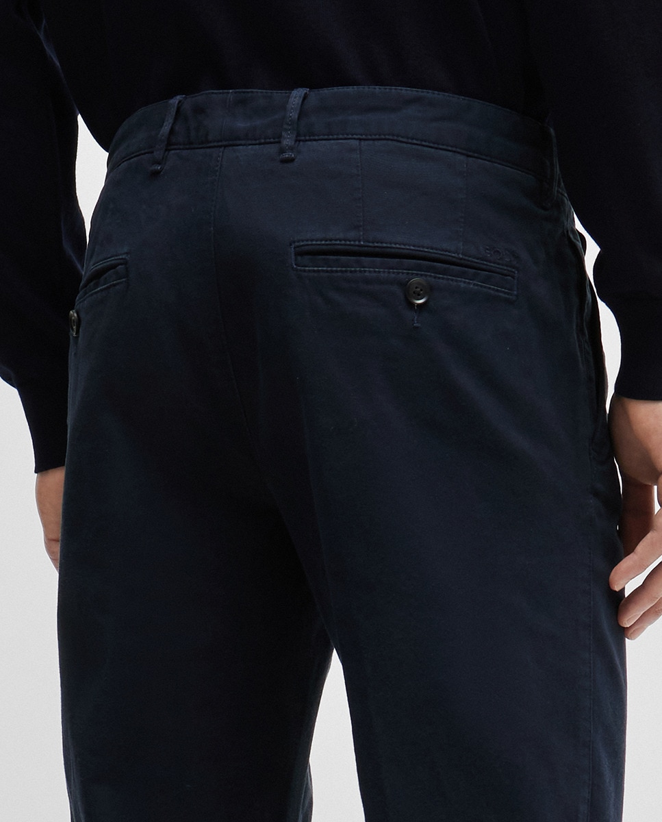 Calças Chino Slim Fit de Algodão Cómodo Azul-marinho-4