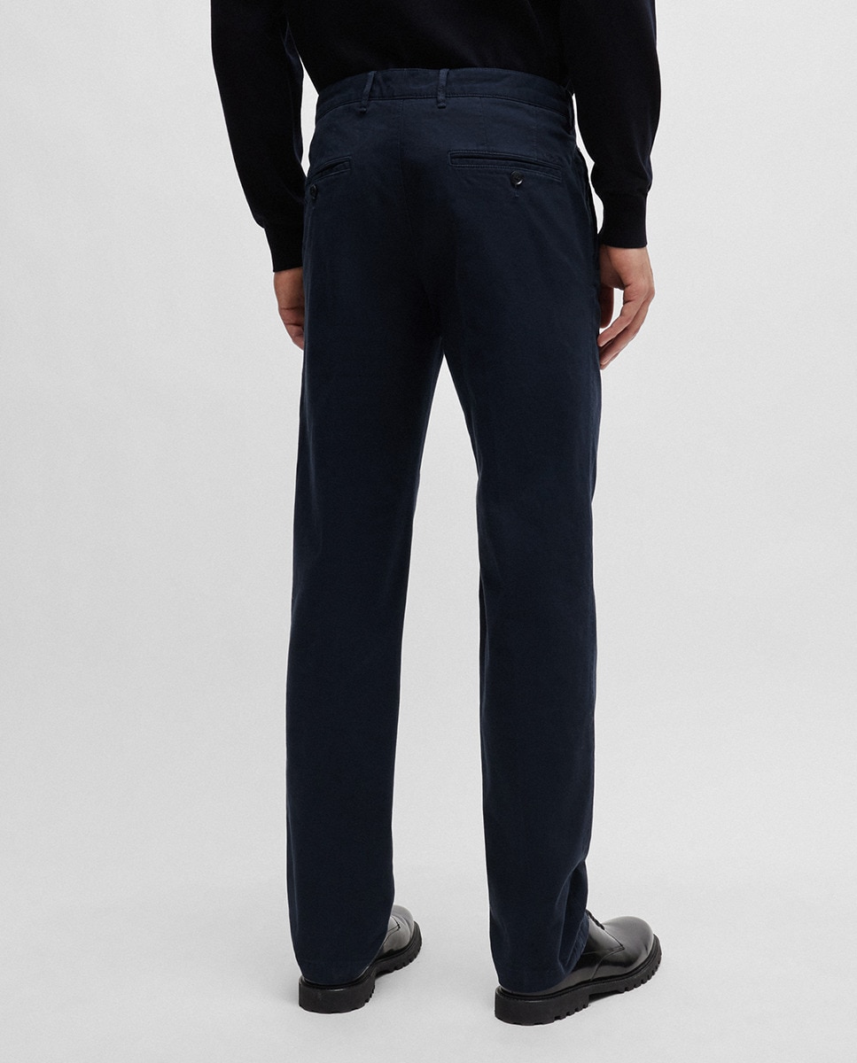 Calças Chino Slim Fit de Algodão Cómodo Azul-marinho-3