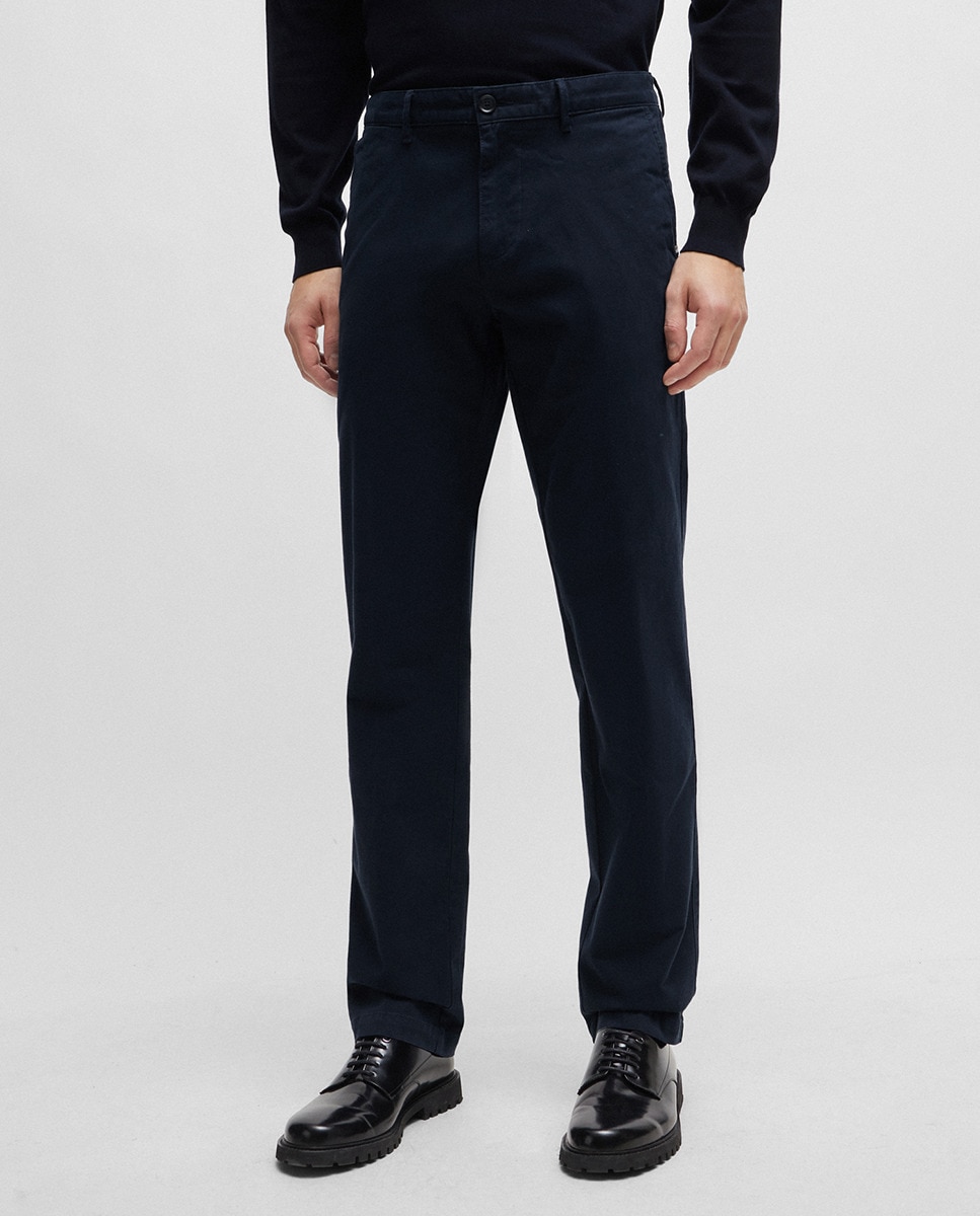 Calças Chino Slim Fit de Algodão Cómodo Azul-marinho-2