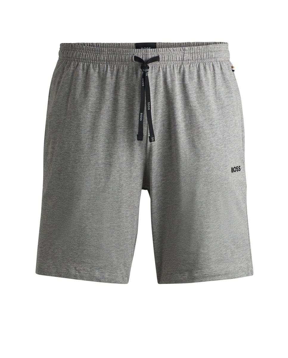 Calções Regular Fit de Algodão Elástico com Detalhe de Logótipo Cinzento-5