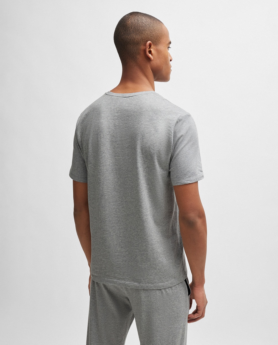 T-shirt Regular Fit de Algodão Elástico com Detalhe de Logótipo Cinzento-2