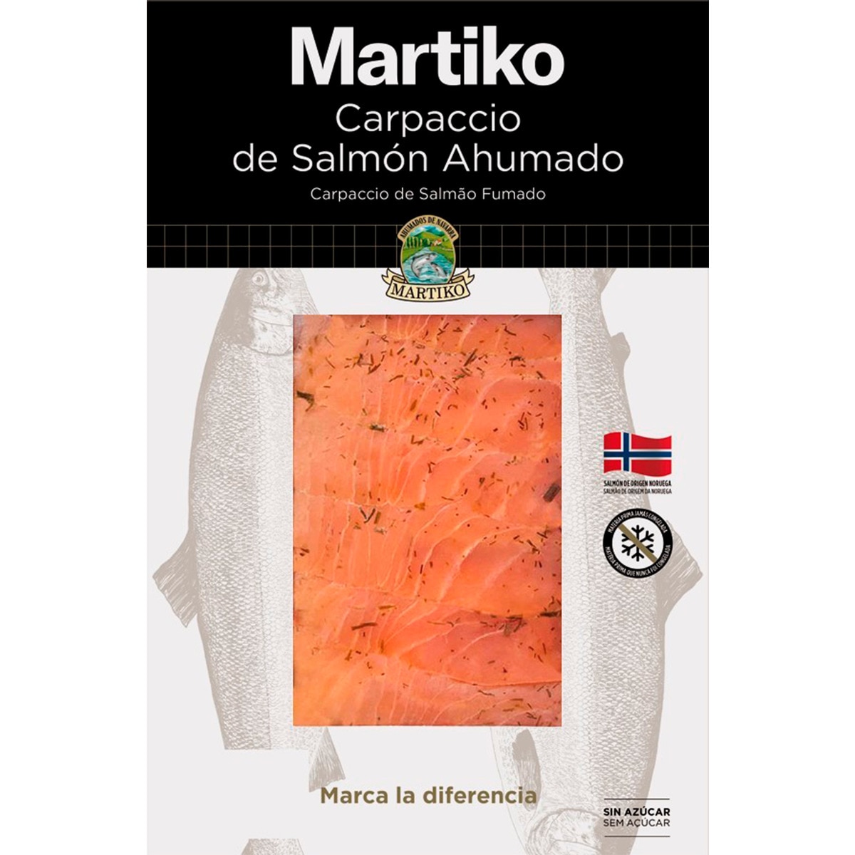 Carpaccio de Salmão Fumado sem Açúcar embalagem 80 g