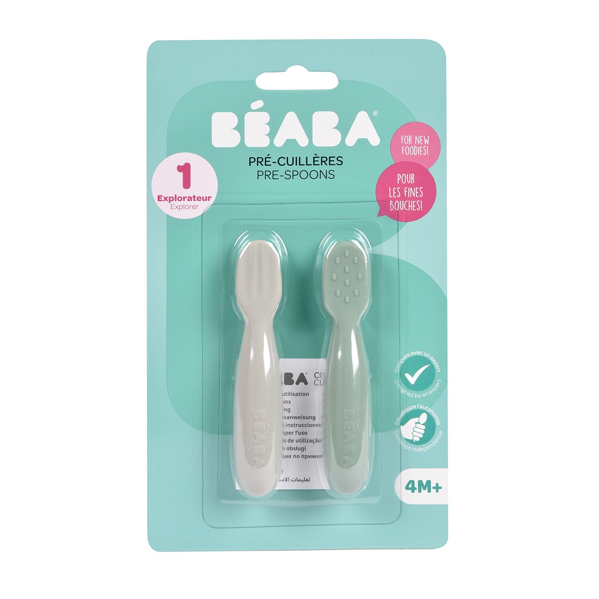 Pre-cucharas de silicona Béaba set 2 unidades Verde-6