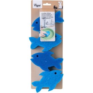 Esponjas Peixes Pack 4 unidades 1 embalagem - Vigar