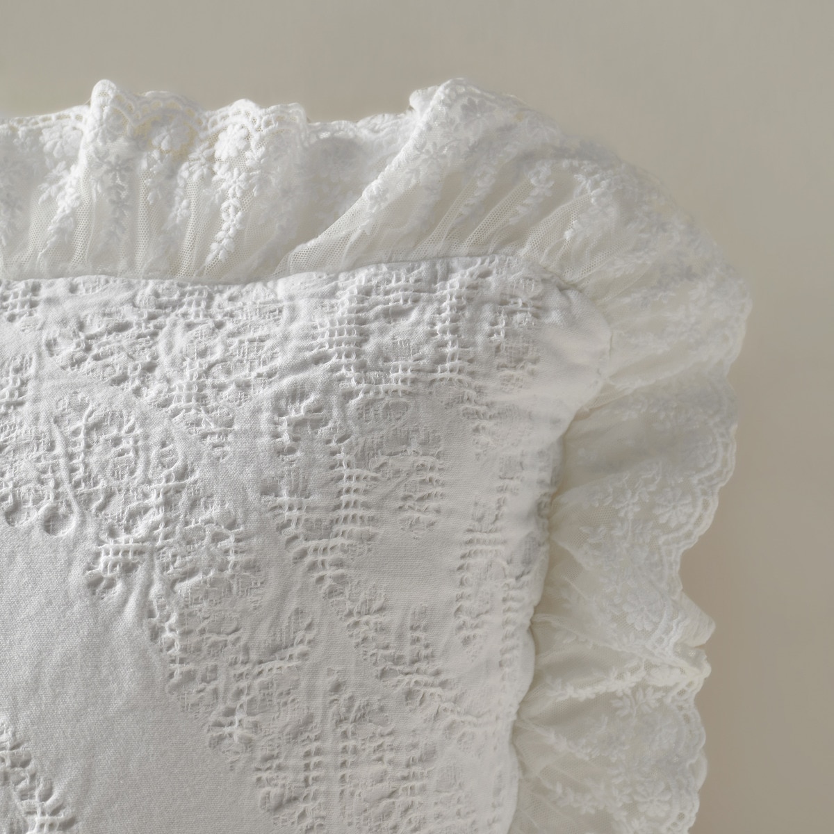 Capa de Almofada de Algodão Nicole Branco-2