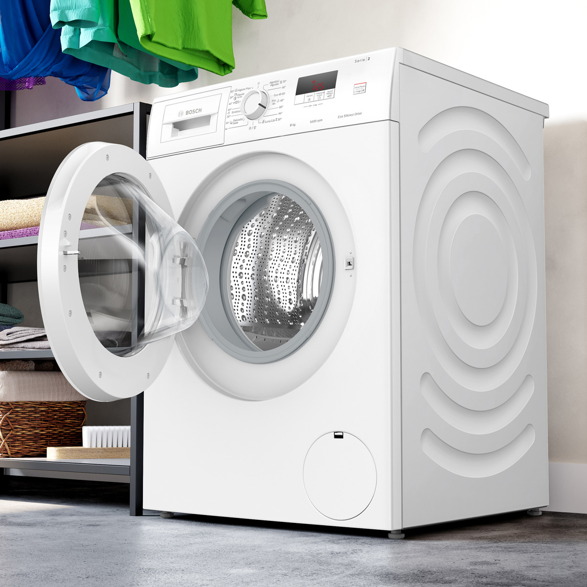Máquina de Lavar Roupa Bosch Serie 2 WGE03400EP Carga Frontal de 8 kg e 1400 rpm - Branco Branco-4
