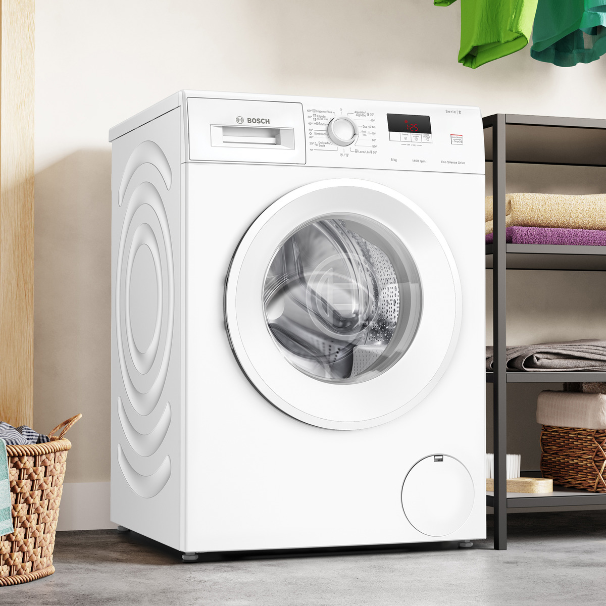 Máquina de Lavar Roupa Bosch Serie 2 WGE03400EP Carga Frontal de 8 kg e 1400 rpm - Branco Branco-3