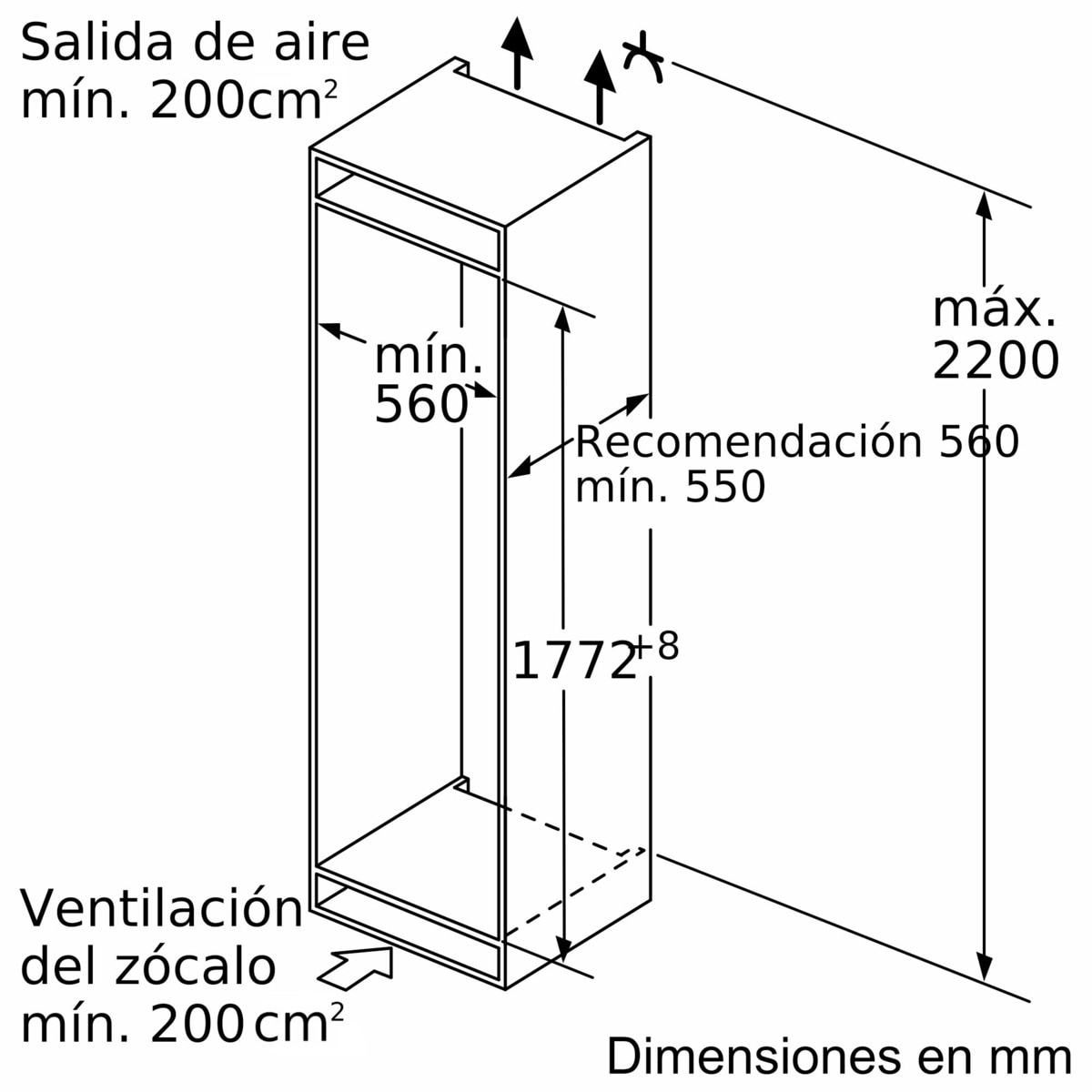 Arca Congeladora Vertical Encastrável Bosch Serie 6 GIN81ACE0 No Frost, Fecho Softclose de 177,2 cm - Branco Branco-5
