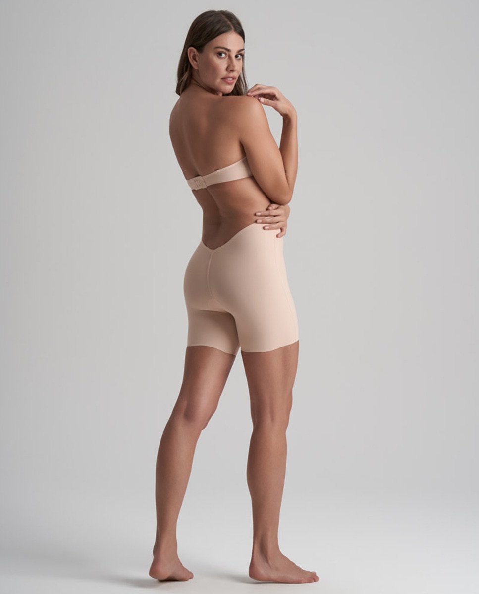 Cinta Tipo Calções Adelgaçantes de Controlo Ligeiro com Costas Baixas Bege-3