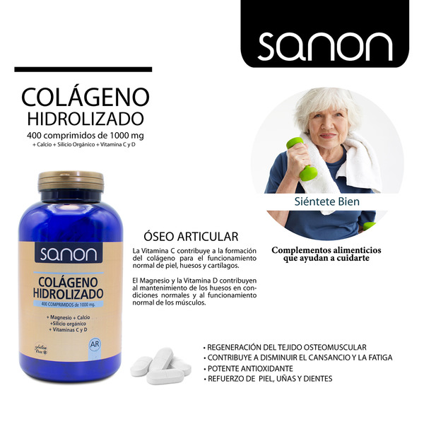 Hydrolisiertes Kollagen + Magnesium + Calcium + organisches Silizium + Vitamin C und D Topf 400 Tabletten