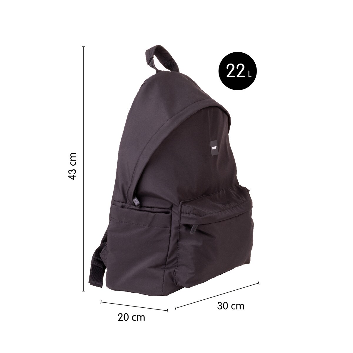 Mochila escolar clásica 2 cremalleras (22 L) serie Shadow, MILAN, negro Negro-4