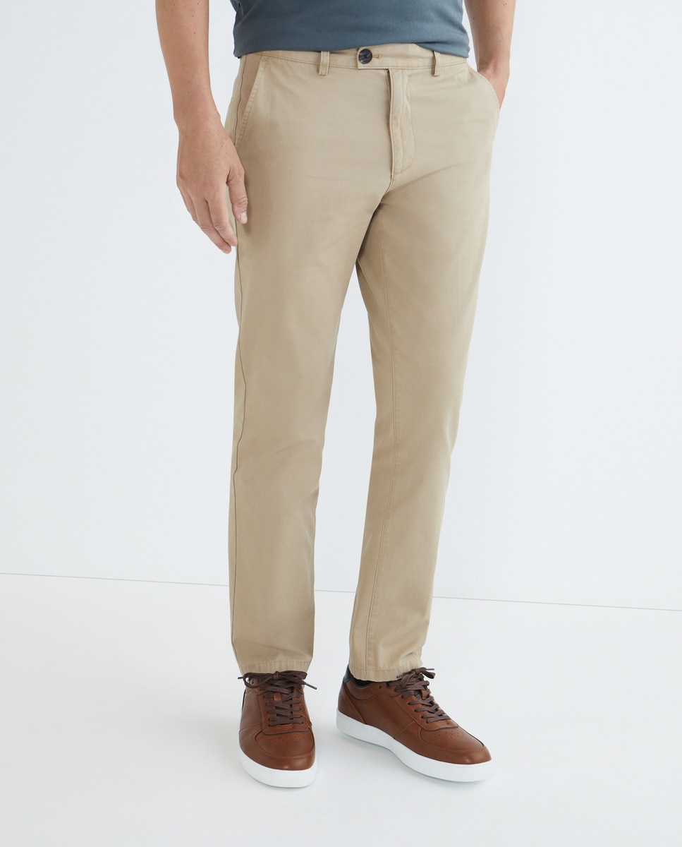Pantalón de hombre chino básico Marrón claro-2
