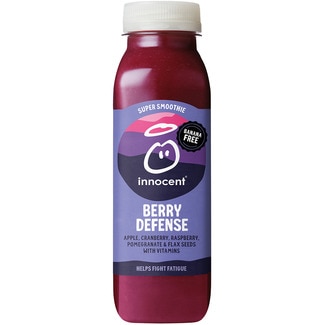 súper smoothie berry defense manzana, arándano, frambuesa, granada y semillas  de lino botella 300 ml con vitaminas botella 300 ml - Innocent
