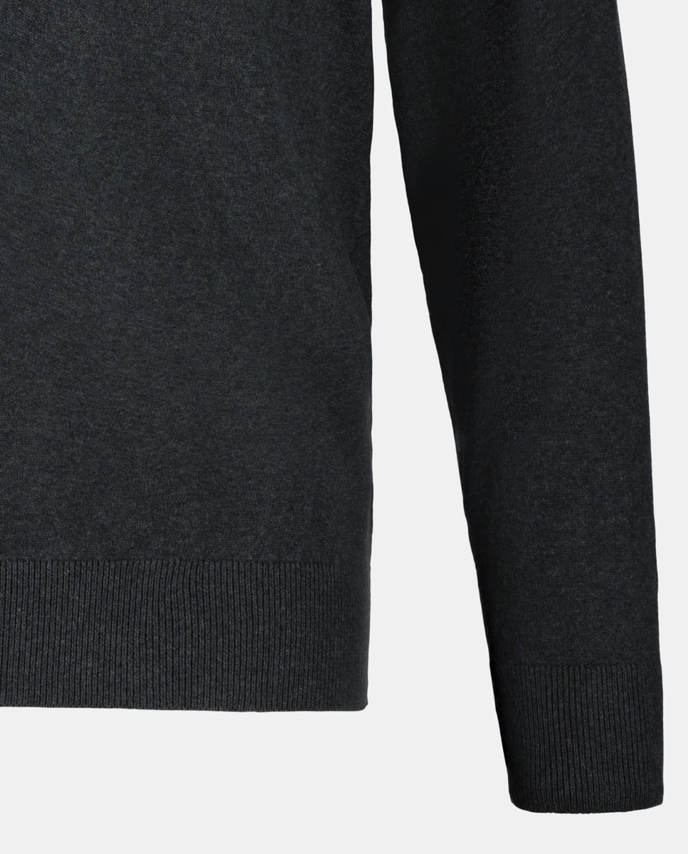 Camisola de Malha com Decote em Bico Cinzento-5
