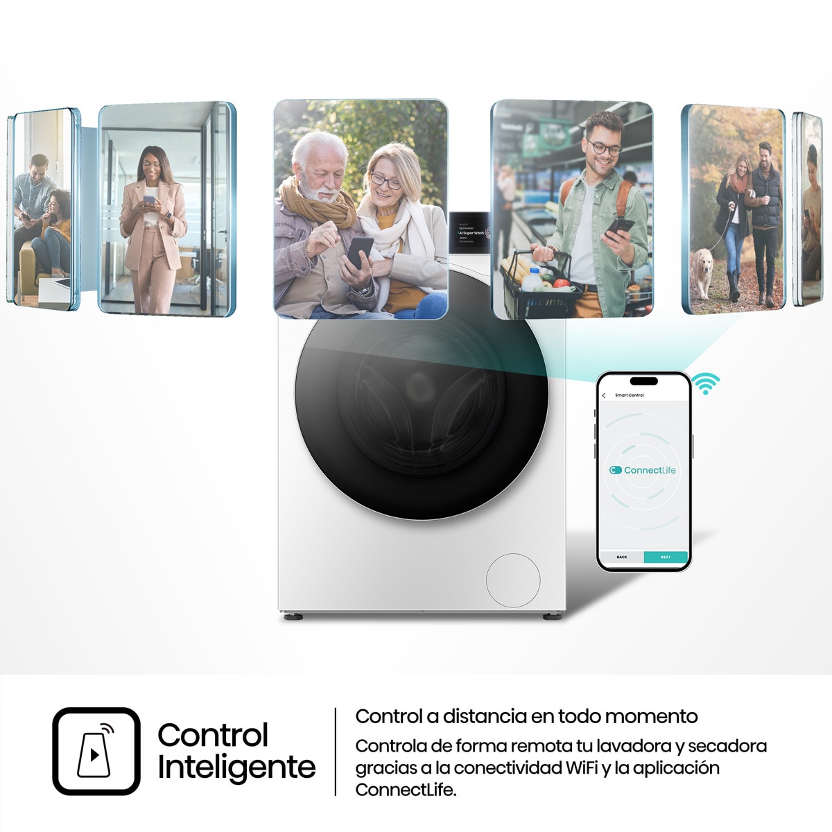 Lavadora Hisense 12 kg / 1.400 rpm, Wifi, Sistema Anticrease,Serie 7S- WF7S1247BW Blanco-9