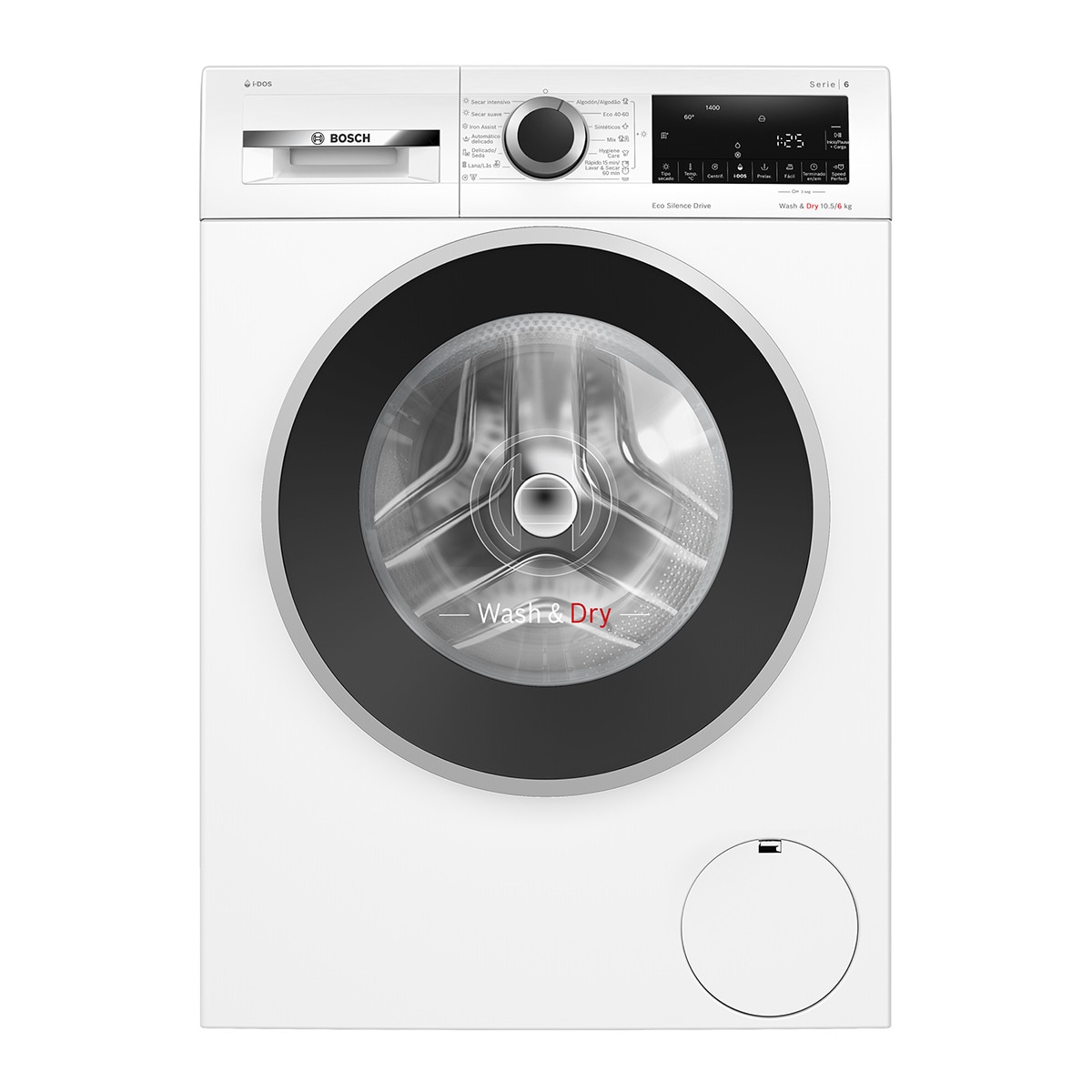 Máquina de Lavar e Secar Roupa Bosch Serie 6 WNG244A0ES i-DOS Carga Frontal de 10,5/6 kg e 1400 rpm - Branco Branco-1