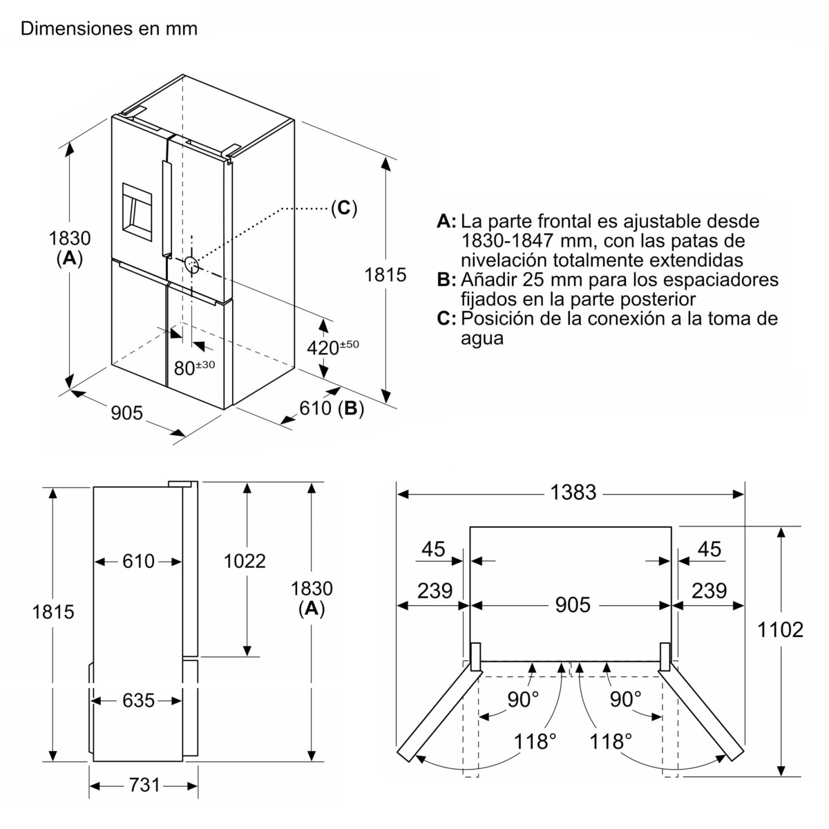 Frigorífíco americano Bosch Total No Frost, con dispensador -  KFD96APEA Acero-3