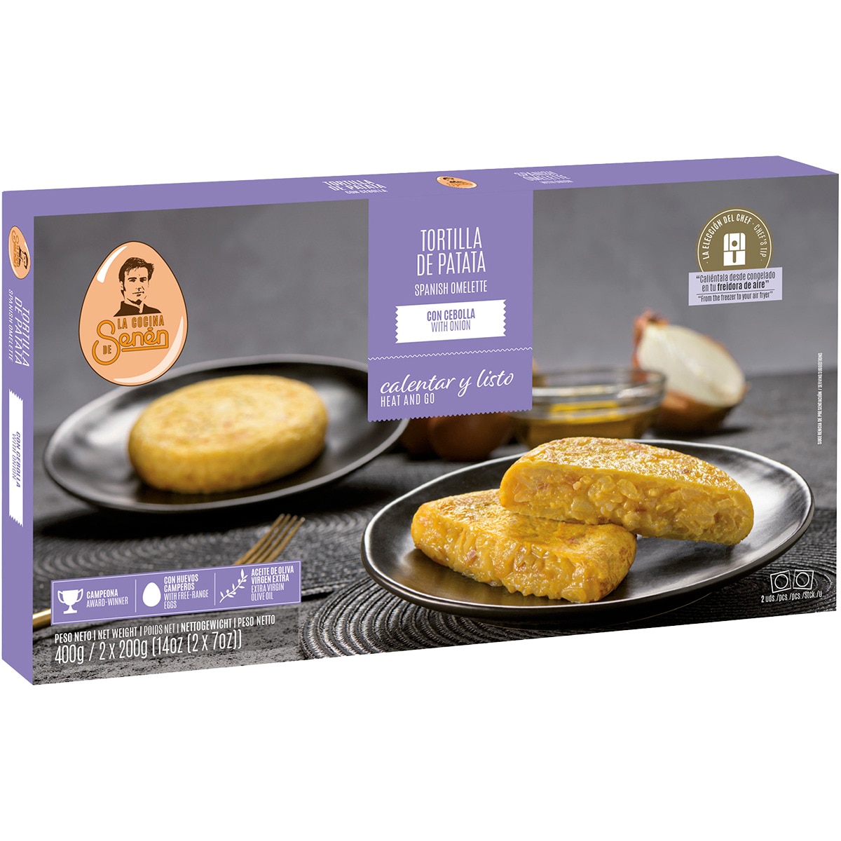 tortilla de patata con cebolla, para freidora de aire 2 unidades envase 400 g