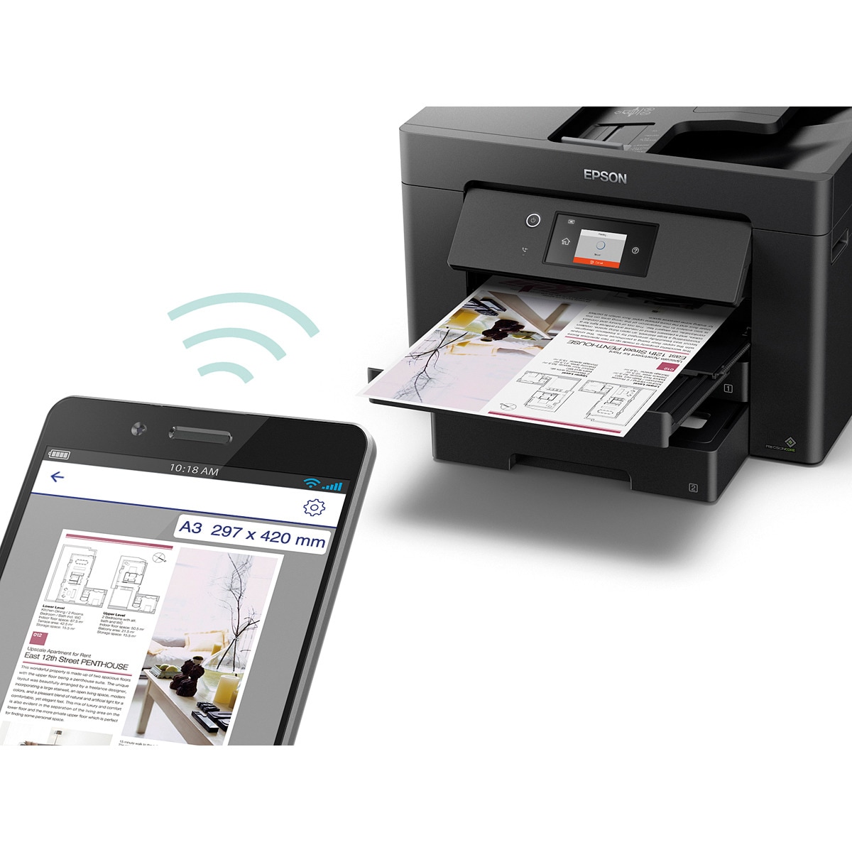 Impresora Multifunción tinta Epson WorkForce WF-7830DTWF, Wi-Fi, Fax e impresión A3 Negro-4