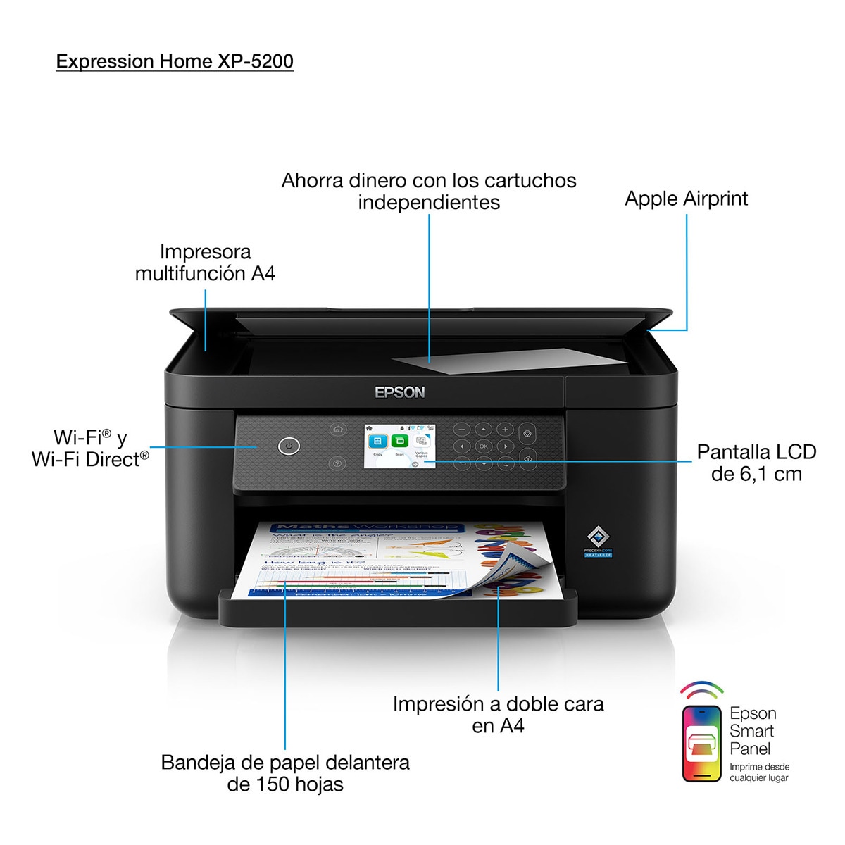 Impresora Multifunción tinta Epson Expression XP-5200, Wi-Fi Negro-5