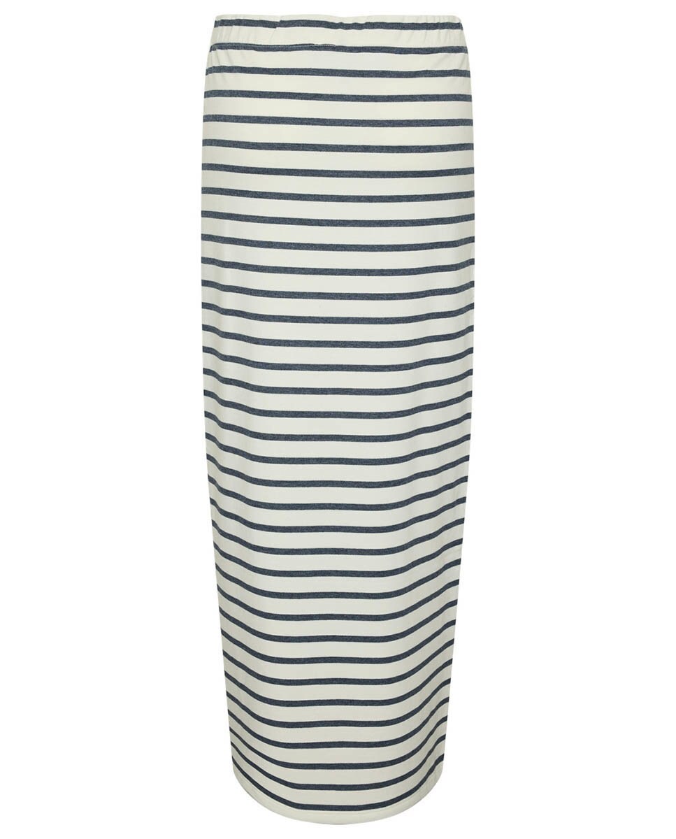 Falda Esmeray Midi de rayas diagonales crema y azul marino